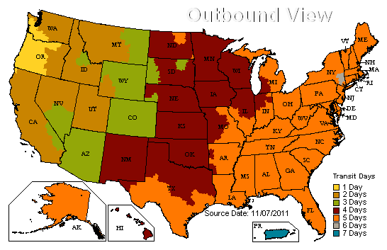 US Time in Transit Map
